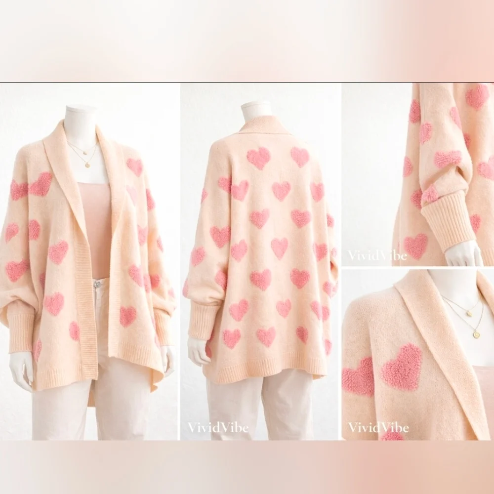 Anthroplogie X Textured Heart Knit Open Luxe Cardigan Size Os NIP$240 *Retired* - Picture 10 of 15